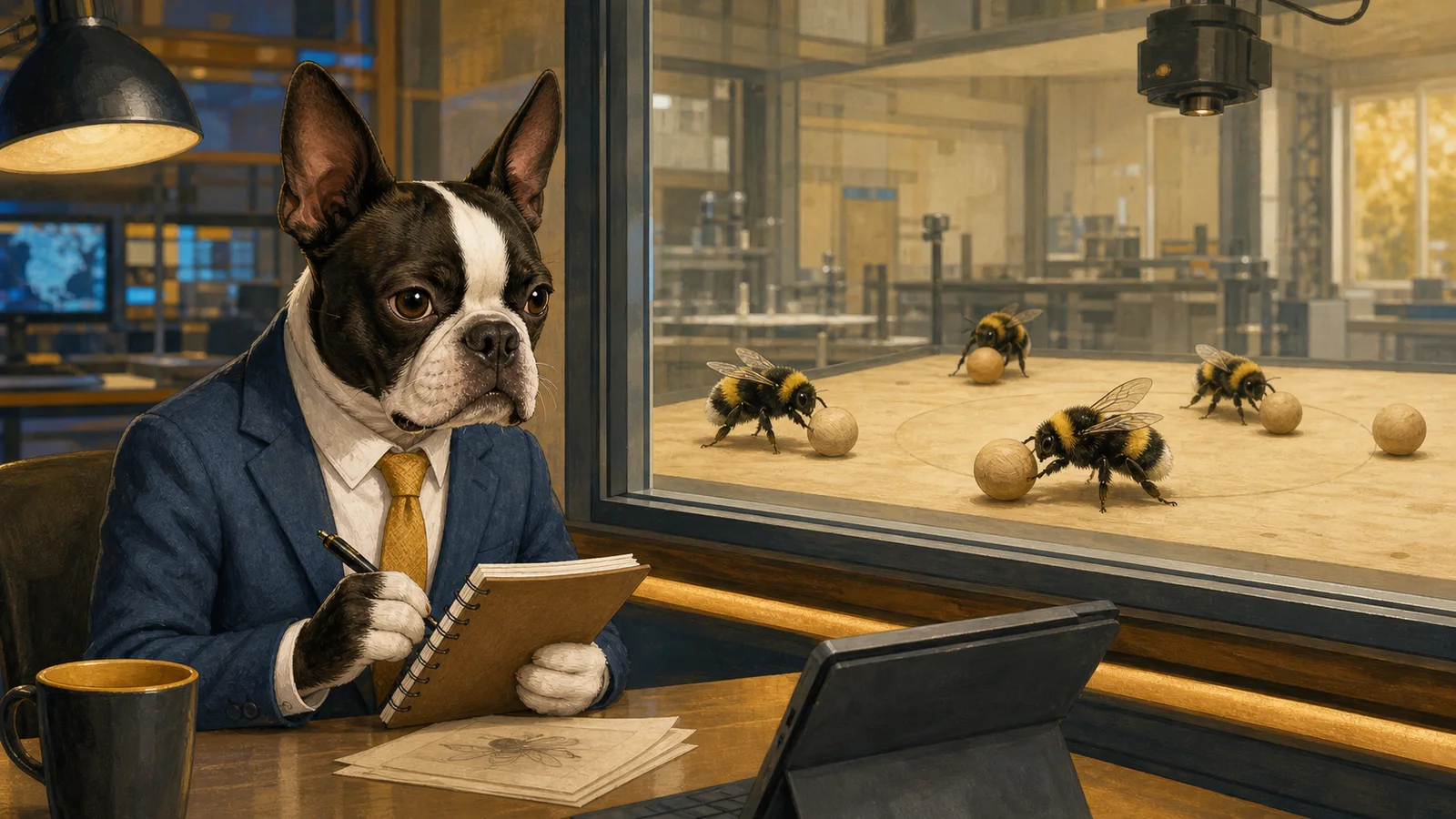 Bumblebees Rolled Tiny Wooden Balls Because Apparently Recess Is Universal
